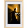 imageEgofine 16x20 Black Solid Wood Picture Frame with Plexiglass Matted for 11x14 and 12x16  Poster Frame Wall Mounting Hanging Vertically or HorizontallyNatural Wood