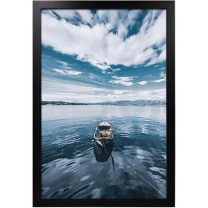 imageEgofine 16x20 Black Solid Wood Picture Frame with Plexiglass Matted for 11x14 and 12x16  Poster Frame Wall Mounting Hanging Vertically or HorizontallyBlack
