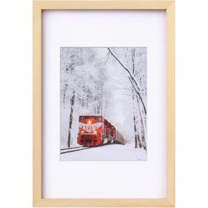 imageEgofine 18x24 Solid Wood Picture Frame Covered by Plexiglass Matted for 16x20 White  Wall Mounting Hanging Poster Frame Vertically or HorizontallyNatural Wood